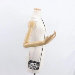 CHANEL Chain Shoulder Bag Sequin Black Silver